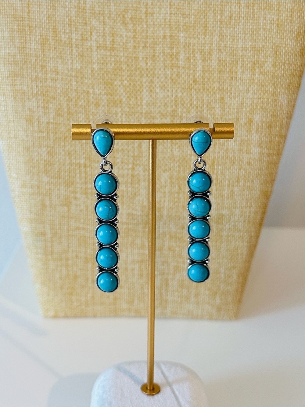 Fashion Jewelry Turquoise Blue Linear Drop Earrings